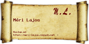 Méri Lajos névjegykártya